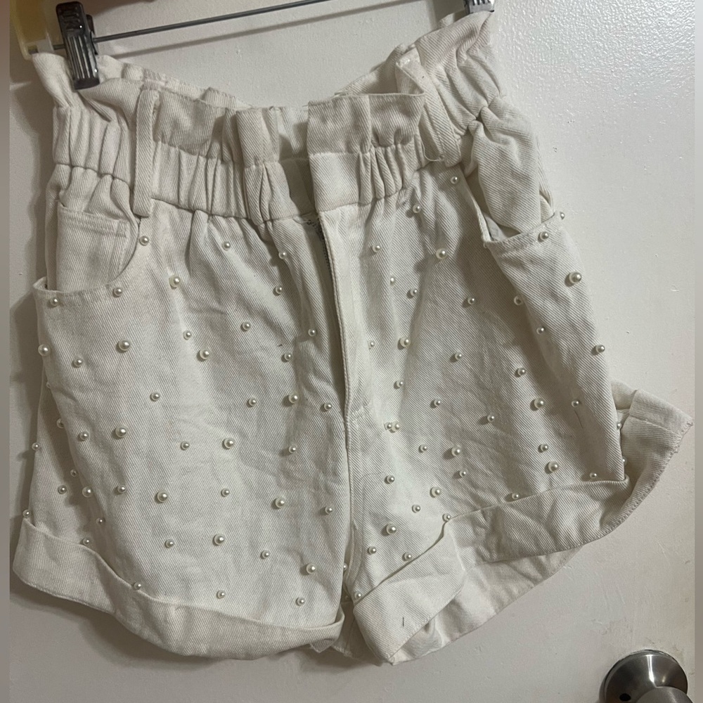 White beaded shorts